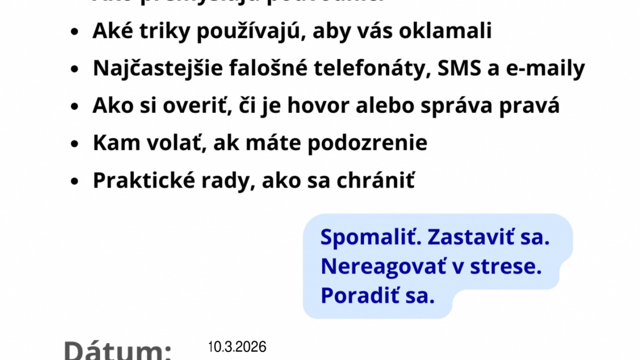 Fotografia fotogalérie Prevencia proti podvodom