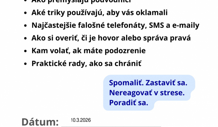 1. fotografia fotogalérie Prevencia proti podvodom