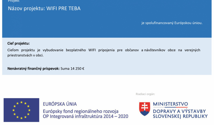 Fotka - Projekty podporené EU - WiFi pre Teba